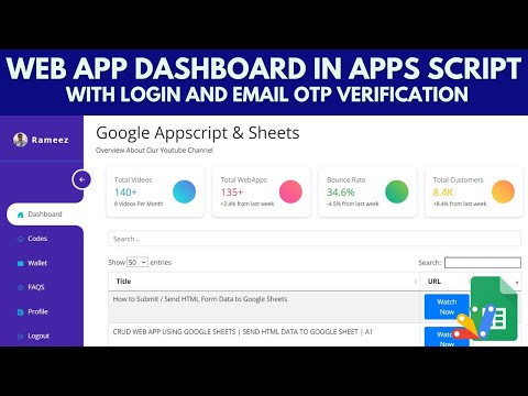 Google Sheet Web App Dashbaord Using Google Appscript with Login | B28