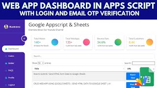Google Sheet Web App Dashbaord Using Google Appscript with Login | B28