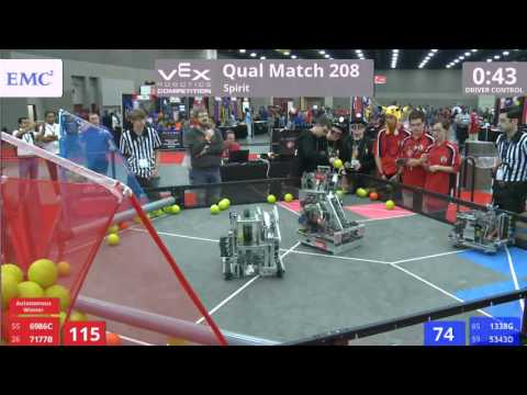 VEX Worlds 2016 - VRC Middle School - Spirit - Qual 208 (6986C 7177B) 234 vs 107 (1338G 5343D)