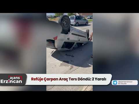 Refüje Çarpan Araç Ters Döndü: 2 Yaralı