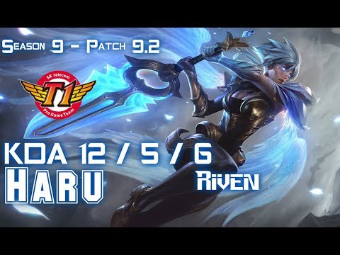 SKT Haru RIVEN vs GRAGAS Jungle - Patch 9.2 KR Ranked