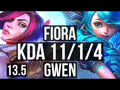 FIORA vs GWEN (TOP) | 9 solo kills, 11/1/4, Legendary, 400+ games | KR Grandmaster | 13.5