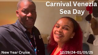 Carnival Venezia New Year Cruise Day 2 Sea Day/ Steakhouse For Dinner/ What A Beautiful Ship