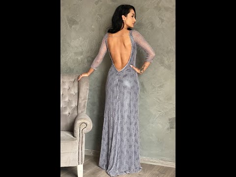 Rochie de ocazie lunga gri cu spatele decupat Video