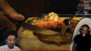 FLIGHT COMPARED HIS BURNT STEAK TO MY PERFECT ONE! Cooking The BEST Steak and Lobster