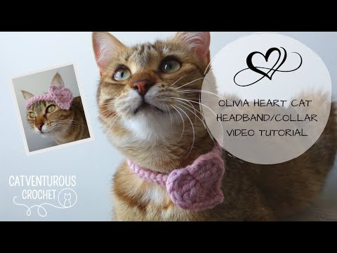Olivia Heart Cat Headband/Collar - Catventurous Crochet
