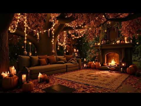 Deep Sleep Autumn Vibes 🎃 Porch Rain & Fireplace Ambience for Calm Fall Nights