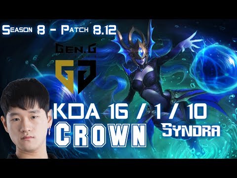 GEN Crown SYNDRA vs LISSANDRA Mid - Patch 8.12 KR Ranked