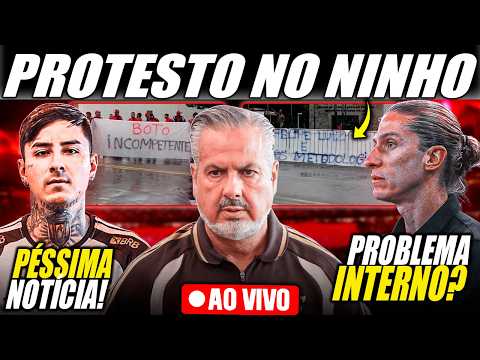 🔴AO VIVO | TORCIDA DO  FLAMENGO FAZ PROTESTO NO NINHO DO URUBU! FILIPE LUIS BALANÇANDO NO CARGO?