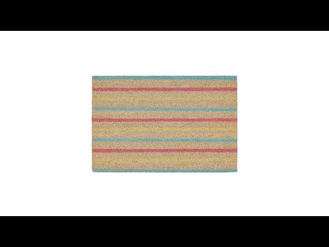 Fußmatte Kokos mit Streifen Blau - Braun - Rot - Naturfaser - Kunststoff - 60 x 2 x 40 cm