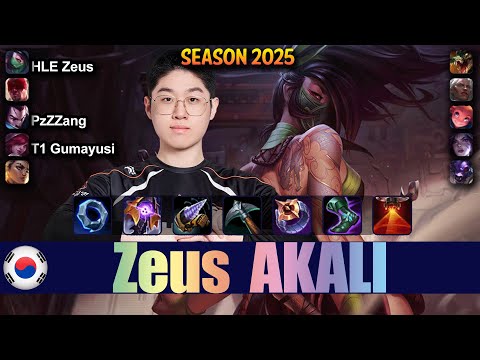 HLE Zeus AKALI vs RENEKTON Top - Patch 25.19 KR Ranked | lolrec