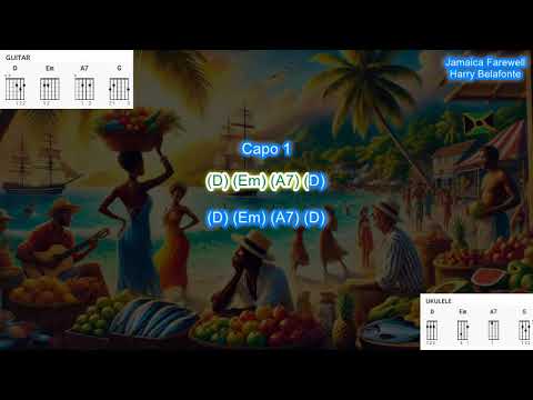 Jamaica Farewell (capo 1) by Harry Belafonte play along with scrolling guitar chords and lyrics