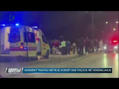 Aksident trafiku në Pejë, mjekët dhe policia në vendngjarje