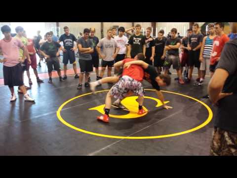 Mark Gray goes over underhook to double leg