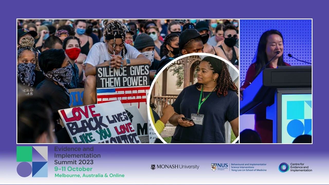 Dr Vivian Tseng presenting at the 2023 EIS Summit in Melbourne, Australia: Democratising Evidence