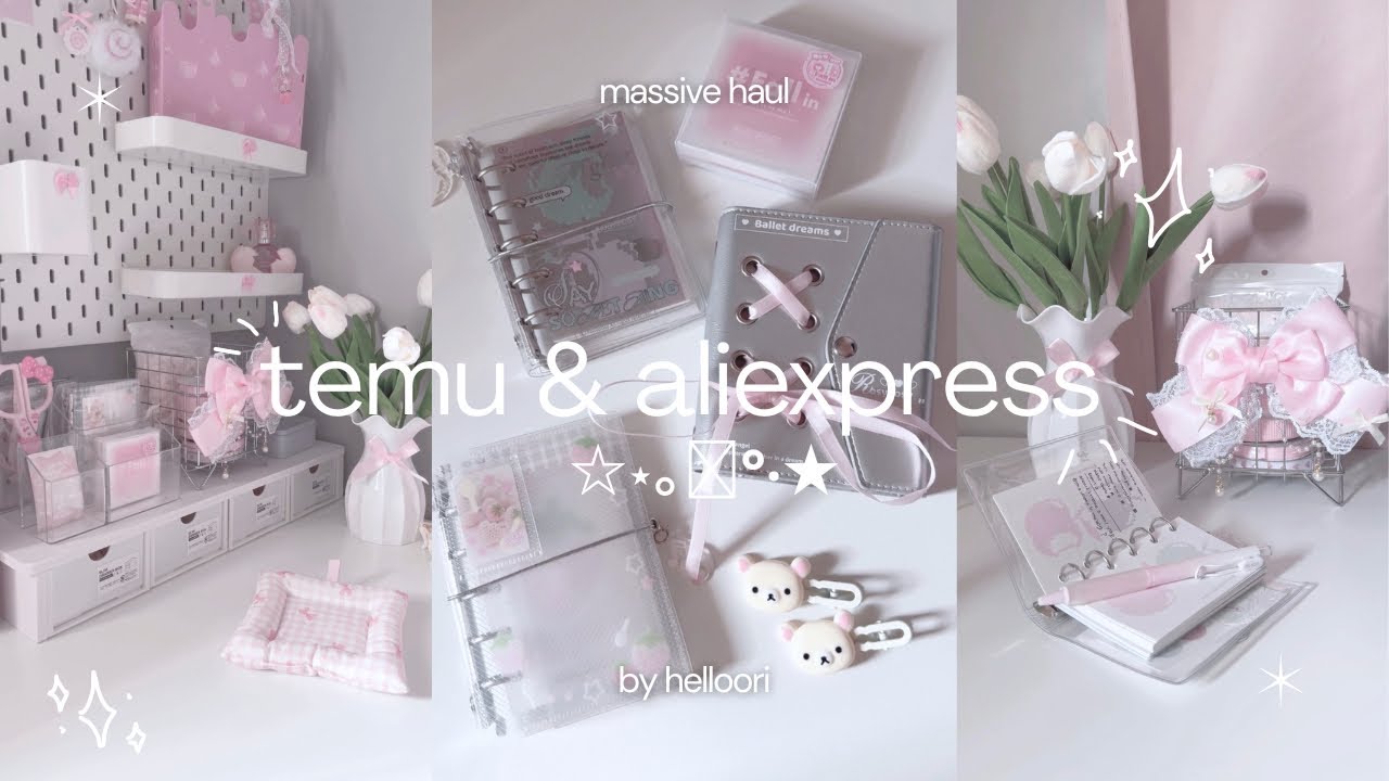 HUGE Temu / Aliexpress HAUL! desk essentials, cute accessories, stationary, coquette aesthetic, asmr