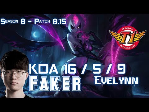SKT T1 Faker EVELYNN vs CAMILLE Jungle - Patch 8.15 KR Ranked