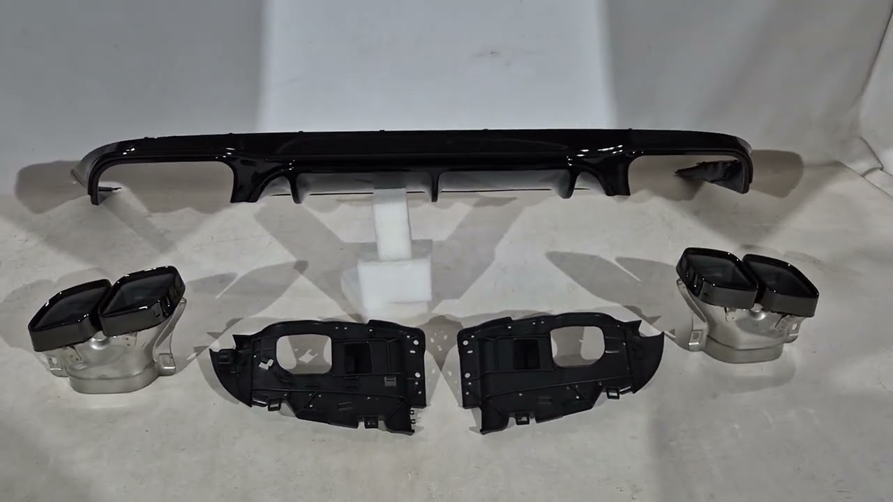 Mercedes E-class coupe C238 2016-2024 гг. Задний диффузор Black с насадками Black (Дизайн AMG63) Video 1