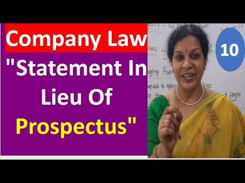 10. "Statement In Lieu Of Prospectus" - Company Law