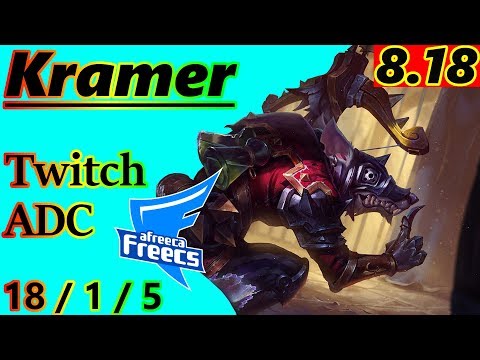 Kramer as Twitch ADC - S8 Patch 8.18 - KR Challenger - Full Gameplay