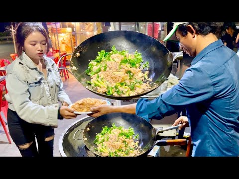 Bet Cambodian street food - Delicious Beef Fried Rice at Ang Ta Som Market @cambodain