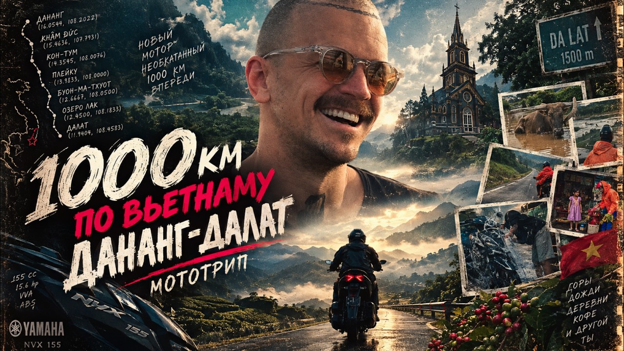МОТОТРИП по ВЬЕТНАМУ (Дананг → Далат 1000 км). Роуд-муви.