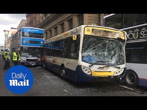 Runaway bus causes chaos after ploughing into traffic in Glasgow - Daily Mail