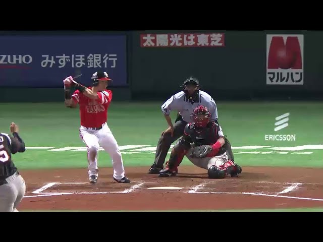 6回裏 ホークス本多が鮮やかに勝ち越しタイムリー!! 2-1とホークスが逆転に成功!! 2014/7/2 H-M