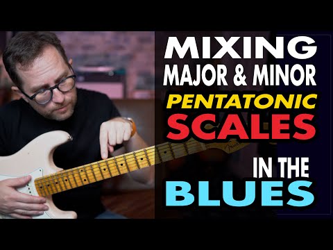 Ideas for mixing the major & minor pentatonic scales. Play this blues by yourself on guitar - EP437