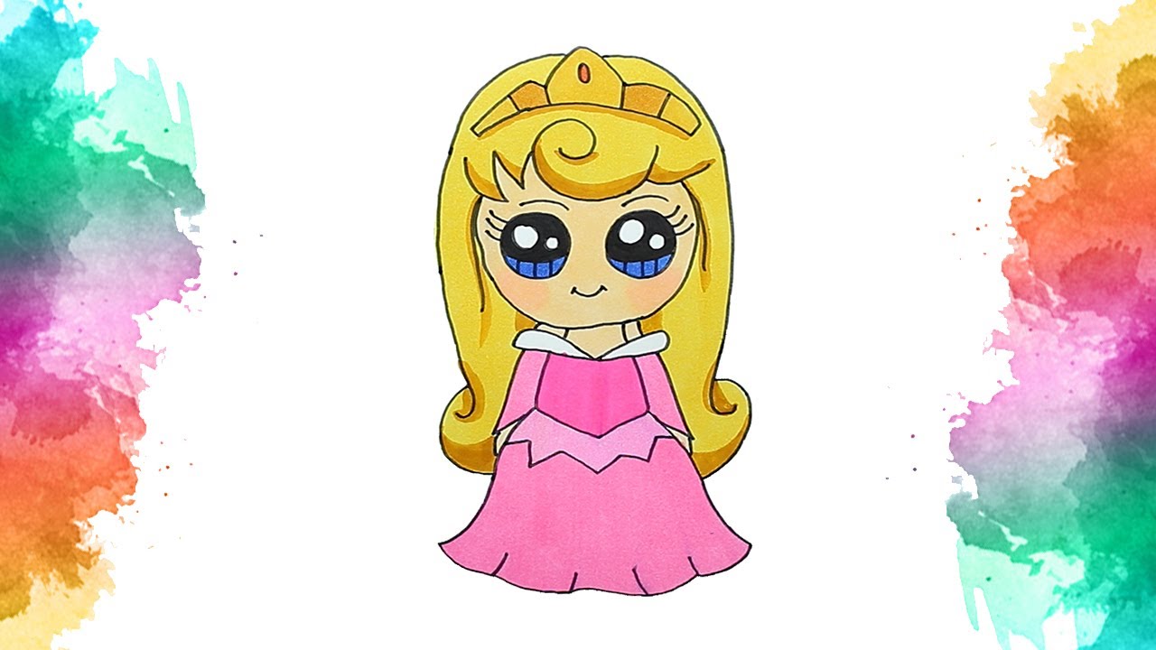 Princesa Aurora kawaii disney ❤ desenho para desenhar e colorir 😍 princesas da Disney.