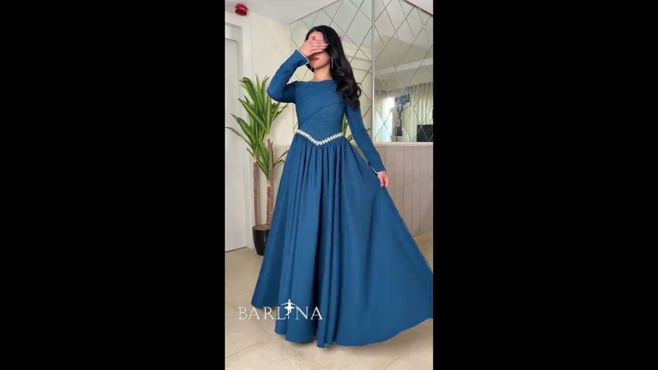 فستان بترولي ساتر بأكمام طويلة - XXL