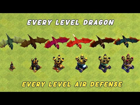 Every Level Dragon VS Every Level Air Defenses | (Clashofclans)