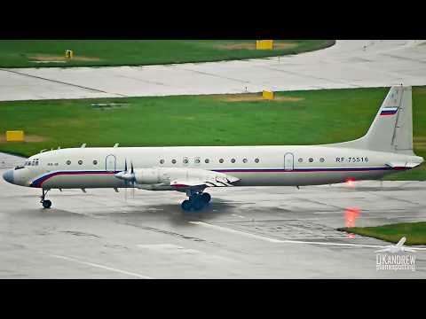 Старый самолет Ил-18 Такое нельзя пропустить. Родной дед идёт на взлёт.