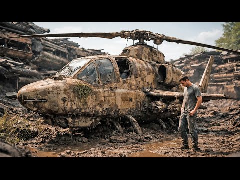 Restoring Completely Destroyed Sand Camo AH-1 Cobra Attack Helicopter ($800 DEAL) FULL ASMR PROCESS!