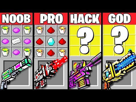 Minecraft Battle: LASER GUN MOD CRAFTING CHALLENGE - NOOB vs PRO vs HACKER vs GOD ~ Funny Animation