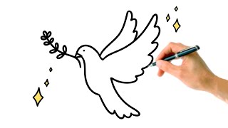 Drawing a dove step-by-step tutorial very easy for kids Draw & Color Guide