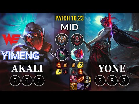 WE yimeng Akali vs Yone Mid - KR Patch 10.23