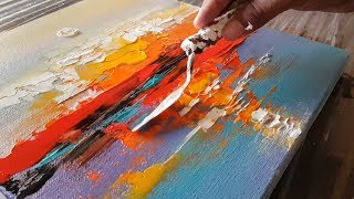 Abstract painting / Abstract landscape 12 / Easy in Acrylics / Demonstration