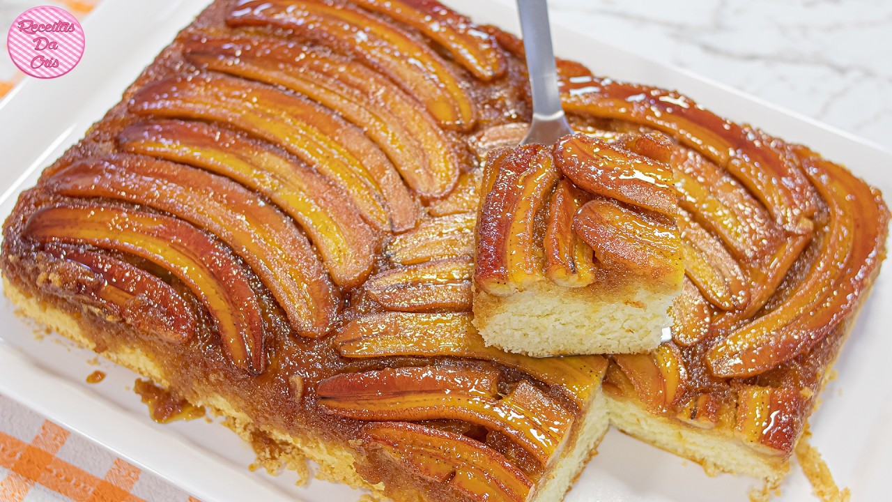 COMO FAZER O BOLO DE BANANA CARAMELIZADA PERFEITO! MASSA FOFINHA | FÁCIL DE FAZER E MUITO DELICIOSO