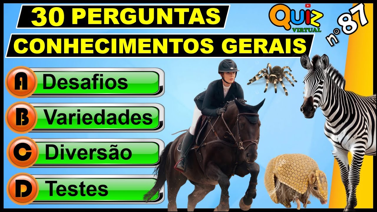 QUIZ VIRTUAL 87 - Perguntas de Conhecimentos Gerais | Múltipla Escolha | Gincana | Torta na Cara.