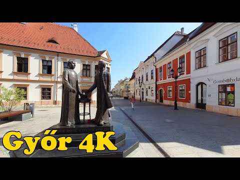 Gyor, Hungary. Walking tour [4K].