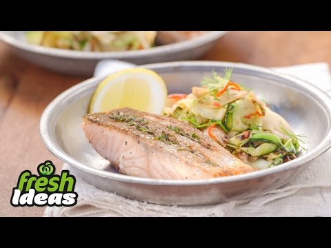 BBQ Salmon Recipe with Charred Zucchini and Fennel