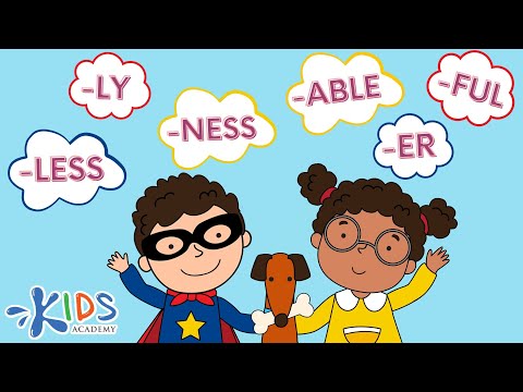 Suffixes ER, NESS, FUL, LESS, LY, ABLE - English Grammar - Kids Academy
