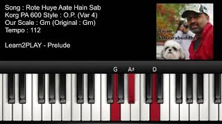 Full Song - Rote Huye Aate Hain Sab - Piano Tutorial - Slow Play - Easy Piano - Lighted Keys - Notes