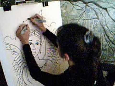 Drawing an Angel with both hands to Music by Drene Ivy
