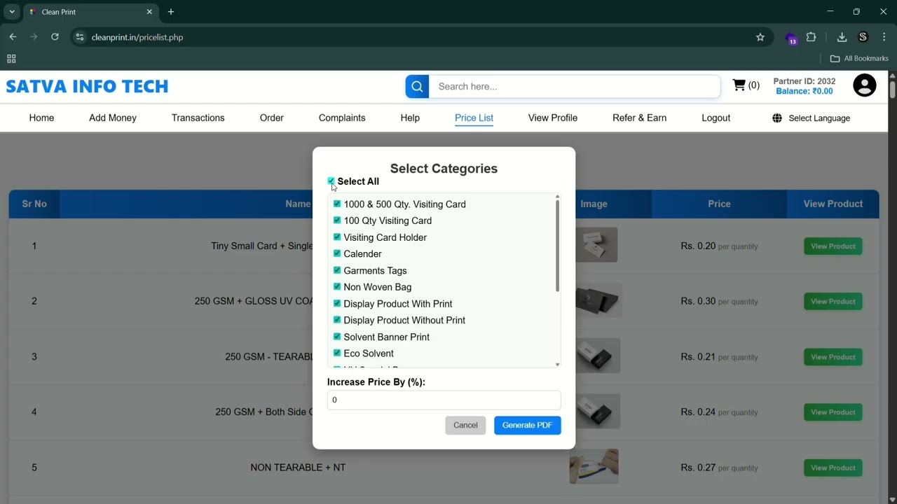 Customise Pricelist Download With Your Name And Margins