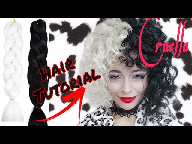 Vídeo relacionado con Disfraz de Cruella Devil para mujer, 9 piezas, disfraz de Cruella Deville, peluca con guantes de bufanda de imitación, gorra, máscara de encaje, collares, medias de red, soporte, collar de perlas
