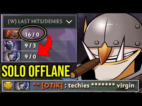 New MMR Claiming Strategy? Techies 200IQ Solo Offlane Cutting Creeps Wave Tilting enemy..