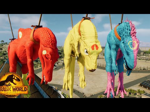 Jurassic World Evolution 2 T-Rex Colors Pack vs Indominus Rex vs Spinosaurus Dinosaurs Fight