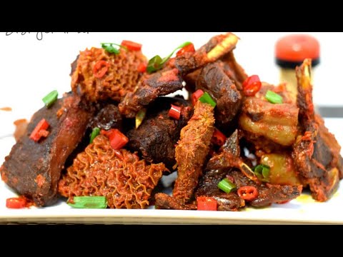 NIGERIAN FRIED PARTY STEW - ASSORTED PEPPERED MEATS